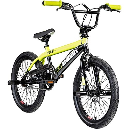 BMX : deTOX BMX 20 Zoll Fahrrad Big Shaggy Spoked 8 Farben zur Auswahl + 4 Pegs inkl.! (schwarz / gelb)
