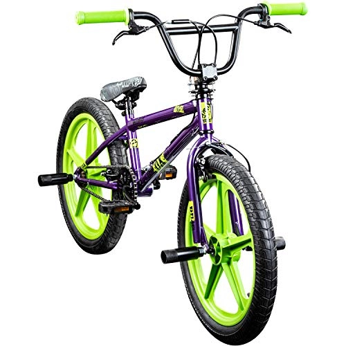BMX : deTOX BMX 20 Zoll Rude Skyway Freestyle Bike Street Park Fahrrad viele Farben (lila / grün)
