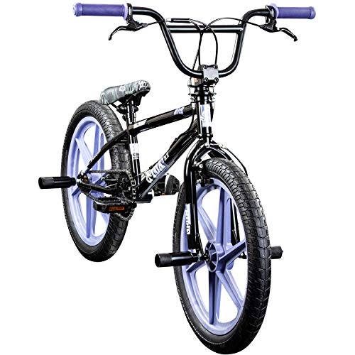 BMX : deTOX BMX 20 Zoll Rude Skyway Freestyle Bike Street Park Fahrrad viele Farben (schwarz / lila)