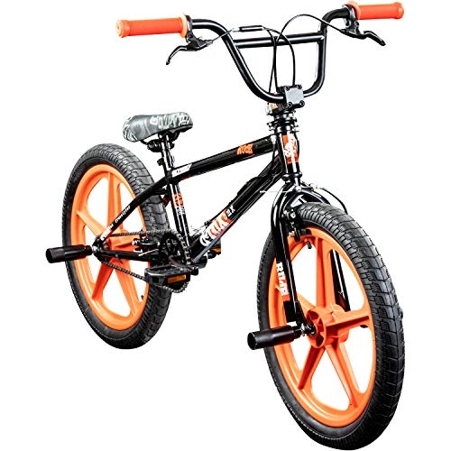 BMX : deTOX BMX 20 Zoll Rude Skyway Freestyle Bike Street Park Fahrrad viele Farben (schwarz / orange)