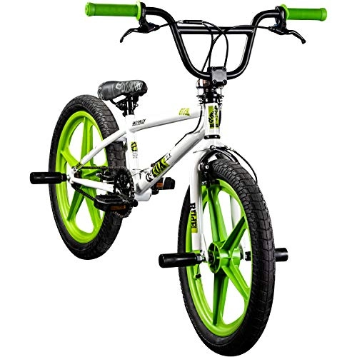 BMX : deTOX BMX 20 Zoll Rude Skyway Freestyle Bike Street Park Fahrrad viele Farben (weiß / grün)