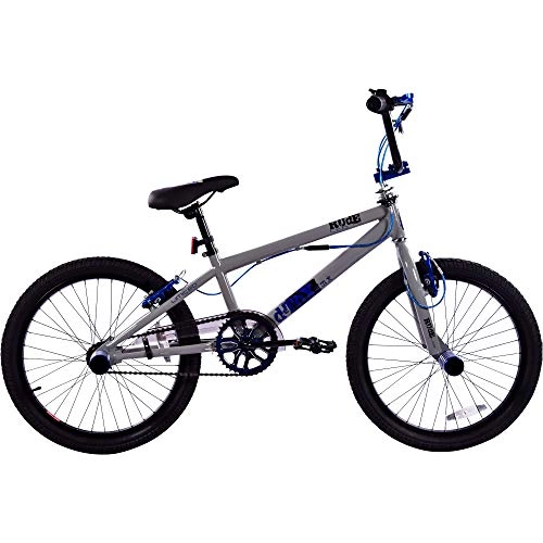BMX : deTox Rude 20 Zoll BMX Fahrrad Bike Freestyle Street Park Rad Anfänger ab 140 cm 4 x Stahl Pegs 360° Rotor (Limited grau / blau)