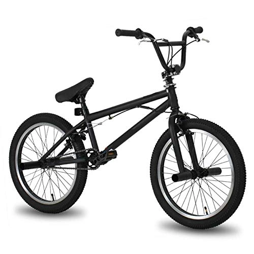 BMX : FingerAnge 20 Zoll BMX Freestyle Stahlfahrrad, Doppelrad Kettenbremsleistung Stunt Stunt Fahrrad Black
