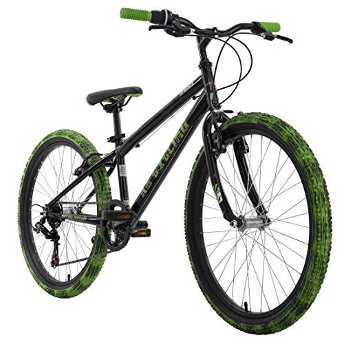 BMX : KS Cycling Mountainbike Kinderfahrrad 24'' Crusher schwarz-grün RH 31 cm