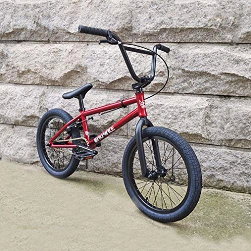 BMX : LJLYL BMX Bike für Kinder, Jugendliche - Jungen und Mädchen, Anfänger bis Fortgeschrittene, 18-Zoll-Räder, Rahmen und Vorderradgabel aus Kohlenstoffstahl, 25X9T-Getriebe, Rot
