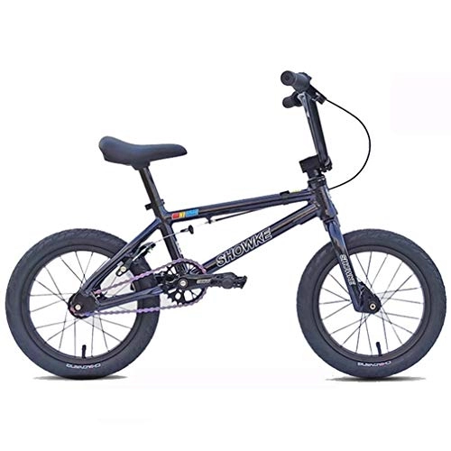 BMX : Wettbewerb Mini BMX Bike 14 Zoll für Jungen und Mädchen, Leichter Aluminiumlegierungsrahmen, Vorderradgabel und Lenker, Geeignete Höhe: 3, 2 Fuß-4, 1 Fuß, Schwarz, 14 inch