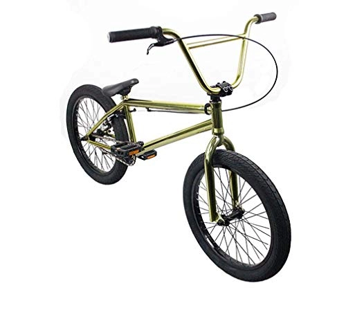BMX : WORDlimit Freestyle BMX Bike für Anfänger bis Fortgeschrittene, Rahmen und Lenker aus hochkohlenstoffhaltigem Stahl, 25x9T BMX-Getriebe, mit hinteren U-Bremsen und 20-Zoll-Rädern (Golden)