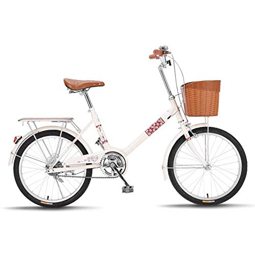 City : 20 inch City Multifunktion Bike, Damen Retro-Design Fahrrad, Verstellbarer Sitz, Mit Korb leichtes Cruiser Fahrrad, Weiß
