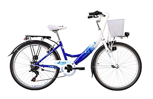 City : 24 Zoll Kinder City Mädchen Fahrrad Mädchenfahrrad Kinderfahrrad 6 Shimano Gang Beleuchtung STVO Rad Bike Flair Blau