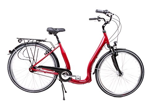 City : 28" Alu Damen City Bike Easy Boarding Tiefeinstieg Shimano 7Gang Nabendynamo Rot