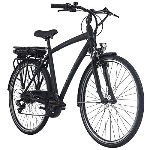 City : Adore Alu E-City Bike Herren Versailles 28'' schwarz 250 Watt Li-Ion 36V / 10, 4 Ah 7 Gänge