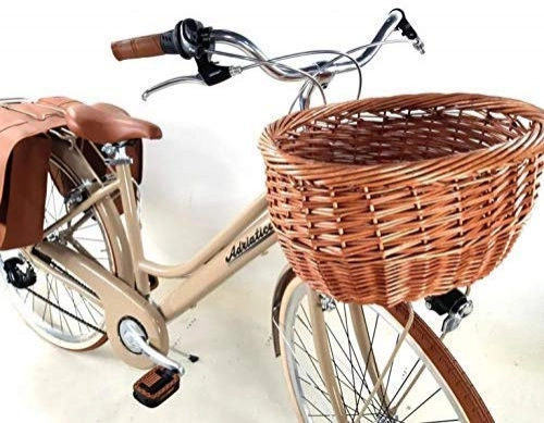 City : Adriatica Fahrrad Citybike 28″ Damen Aluminium Schaltknauf 6 Geschwindigkeit + Papierkorb in Korbweide und Taschen - Color Brown Ihren Latte Kaffee