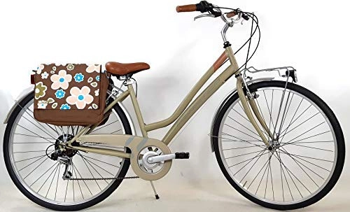 City : Adriatica Fahrrad Damen Trend ” Räder 28″ mit Schaltung Shimano 6 Geschwindigkeit + Tasche Simil Leder Doppel Hinten - Grüne Farbe