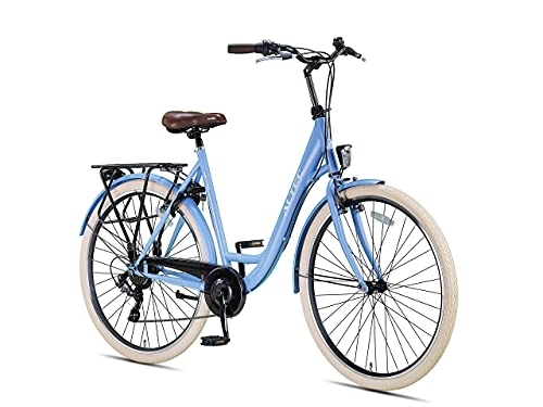 City : ALTEC Metro | Damenfahrrad 28 Zoll 55 cm Cityräder Stahlrahmen Aliminum Felgen Shimano 7 Gänge Fahrrad für Mädchen, Jungen, Herren und Damen City Bike (Frozen Blue)