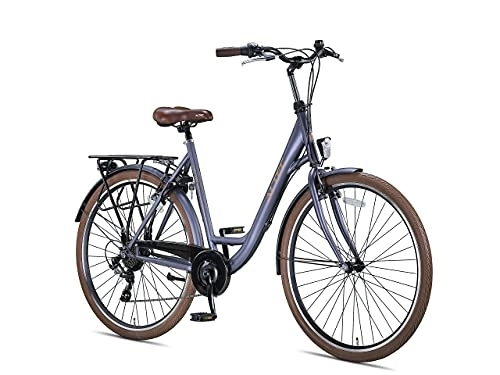 City : ALTEC Metro | Damenfahrrad 28 Zoll 55 cm Cityräder Stahlrahmen Aliminum Felgen Shimano 7 Gänge Fahrrad für Mädchen, Jungen, Herren und Damen City Bike (Mattgrau)