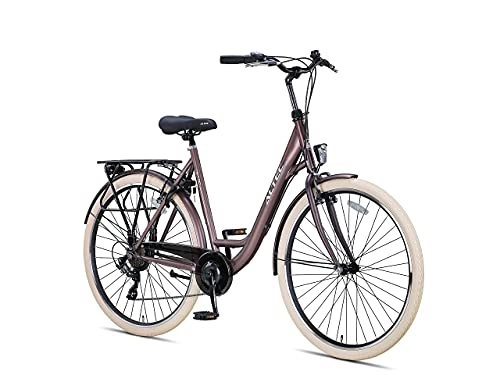 City : ALTEC Metro | Damenfahrrad 28 Zoll 55 cm Cityräder Stahlrahmen Aliminum Felgen Shimano 7 Gänge Fahrrad für Mädchen, Jungen, Herren und Damen City Bike (Terrabraun)