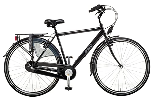 City : Amigo Bright - Cityräder für Herren - Herrenfahrrad 28 Zoll - Geeignet ab 170-175 cm - Shimano 3 Gang-Schaltung - Citybike mit Handbremse, Beleuchtung und fahrradständer - Schwarz
