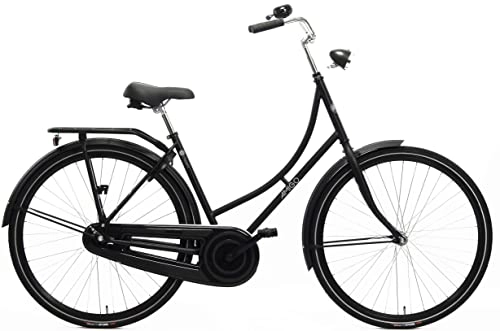 City : Amigo Classic C3 City Bike - Damenfahrrad 28 Zoll - Hollandrad für Damen - Geeignet ab 170-175 cm - Citybike mit Handbremse, Beleuchtung, Rahmenschloss und fahrradständer - Schwarz