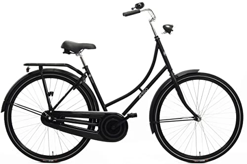 City : Amigo Classic C3 City Bike - Damenfahrrad 28 Zoll - Hollandrad für Damen - Geeignet ab 175-185 cm - Citybike mit Handbremse, Beleuchtung, Rahmenschloss und fahrradständer - Schwarz
