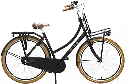 City : Amigo Go Next City Bike - Damenfahrrad 28 Zoll - Hollandrad mit Shimano 3 Gang-Schaltung - Geeignet ab 175-180 cm - Citybike mit Handbremse, Beleuchtung und fahrradständer - Schwarz
