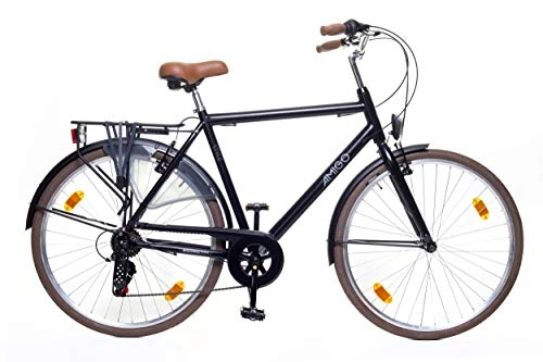 City : Amigo Style - Cityräder für Herren - Herrenfahrrad 28 Zoll - Shimano 6 Gang-Schaltung - Citybike mit Handbremse, Beleuchtung und fahrradständer - Schwarz
