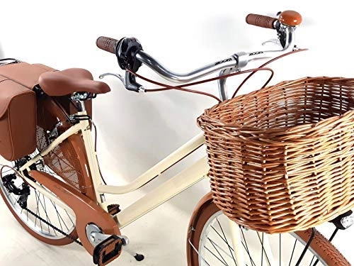 City : Angebot - Weihnachtsgeschenk Idee 2019 / Fahrrad Damen Vintage mit Taschen & Papierkorb einschlielich - shifter Shimano 6 Geschwindigkeit Farbe Creme retro Old-Time - Geschenk