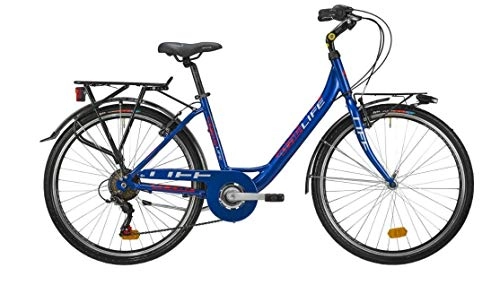 City : Atala City-Fahrrad / Trekking Life Modell 2020, 7 Geschwindigkeiten, Farbe Blau, Rahmen Unisex 26 Zoll (160-175cm)