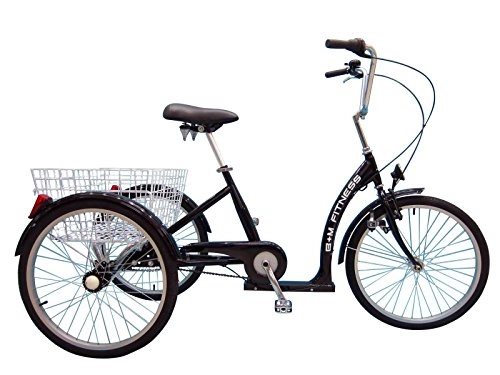City : B+M Fitness Dreirad für Erwachsene mit Rücktritt - 24 Zoll 7-Gang schwarz - inkl. Korb und Fahrradbeleuchtung