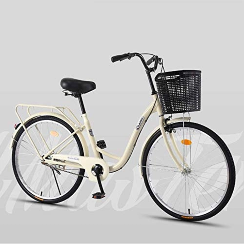 City : Bove Single-Speed Fahrrad Damen Leicht Und Stabil Citybike Scheibenbremsen Stoßdämpfer Citybike Unisex Vintage Fahrrad-G-26inch
