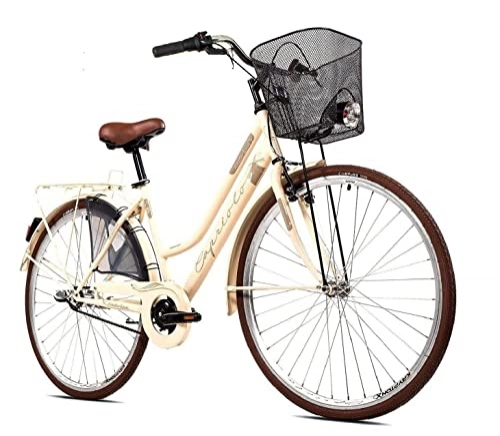 City : breluxx® 28 Zoll Damenfahrrad Amsterdam, Nexus 3 Gang Nabenschaltung, Rücktrittbremse, Citybike mit Korb + Beleuchtung, Retro Bike, Creme - Modell 2021
