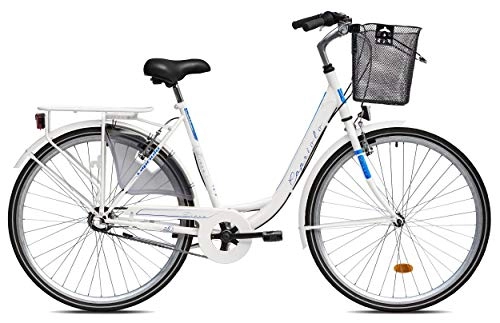 City : breluxx® 28 Zoll Damenfahrrad Diana, Rücktrittbremse, Nexus 3 Gang Nabenschaltung, Citybike mit Korb + Beleuchtung, Retro Bike, weiß - Modell 2022
