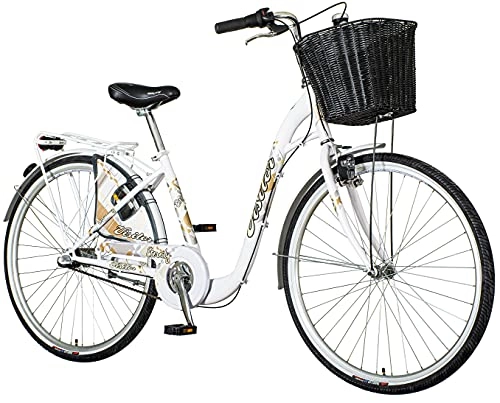City : breluxx® 28 Zoll Damenfahrrad Venera Fashion Eternity Citybike mit Tiefeinstieg Rücktrittbremse, inkl. Licht + Korb, 3 Gang Nexus Nabenschaltung - Modell 2021