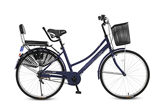 City : CHERRIESU 24-Zoll-Pendler-Stadt-Rennrad, leichte einzelne Geschwindigkeit Niederländisch-Fahrrad-Stahl-Rahmen-Mann-Fahrrad-City-Fahrrad Outdoor-Sportstadt-städtisches Fahrrad, Blau