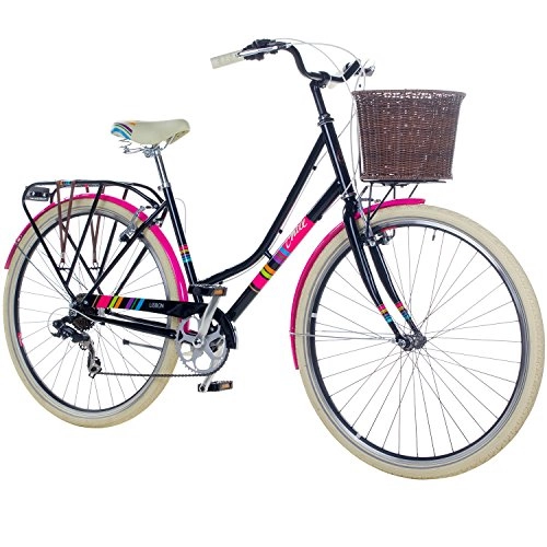 City : Chill 28 Zoll Damenrad Citybike Fahrrad Hollandrad Damenfahrrad 7 Gang, Rahmengrösse:19 Zoll, Farbe:schwarz / pink