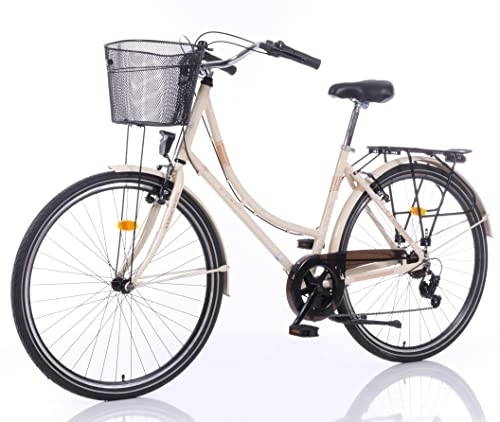 City : City Bike X-3, 28 Zoll, Aluminiumrahmen Shimano Gangschaltung Fahrrad Damenrad Fahrrad Trekkingrad Fitness Bike (Weiß)