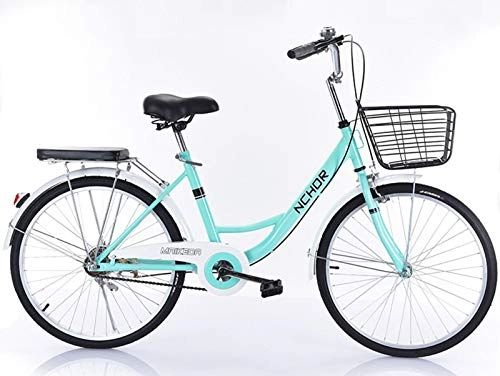 City : Commuter City Bike 24 Zoll Leichtes Stadtfahrrad Für Erwachsene Mit Korb Und Leichtem Carbon-Stahlrahmen-Komfortfahrrad Hinten, C