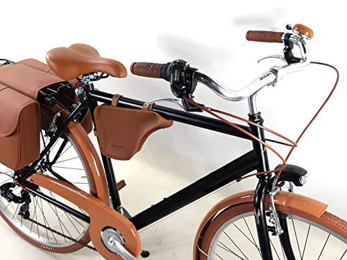City : CSM Angebot / Fahrrad Herren Vintage mit Taschen und Schulter einschließlich - Schalthebel Shimano 6 Geschwindigkeit – Schwarze Farbe / Fahrrad Vintage Retro Old-Time - Fahrrad Geschenk Herren