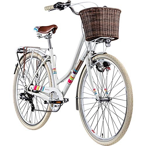 City : Damenrad 700c Hollandrad Stadtrad 28 Zoll Galano Blush 7 Gang Fahrrad Damen City (weiß, 48 cm)