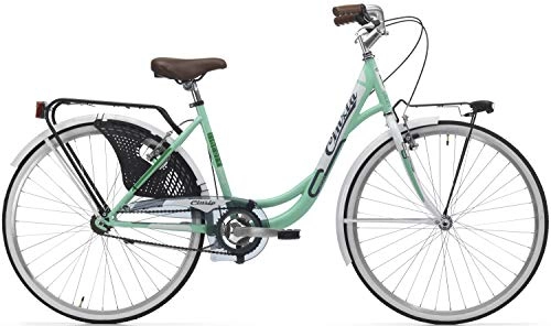 City : Fahrrad Cicli Cinzia Liberty Damen, Stahlrahmen, 26 Zoll, Größe 44 (Mint Green / White, Single-Speed)