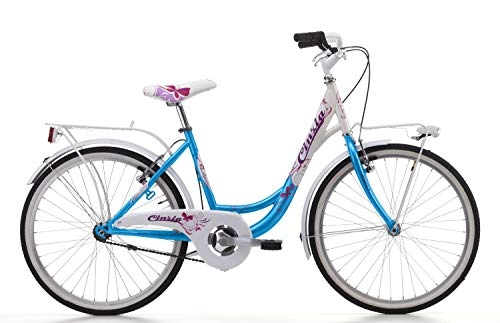 City : Fahrrad Cicli Cinzia Liberty Mädchen, Stahlrahmen (Pearl Light Blue / White, 20 Zoll - Single-Speed, Korb enthalten)