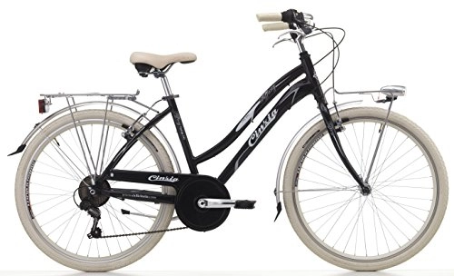 City : Fahrrad Cicli Cinzia Tiffany Damen, Aluminium-Rahmen, 6-Gang (Black, 28" - Größe 46)