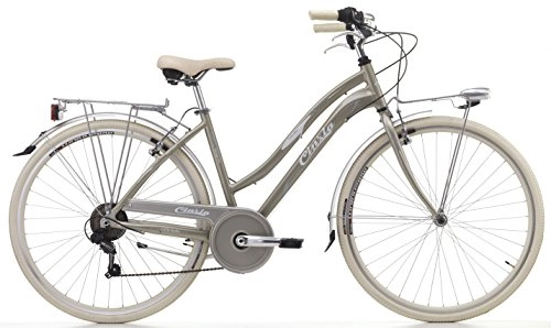 City : Fahrrad Cicli Cinzia Tiffany Damen, Aluminium-Rahmen, 6-Gang (Gold Grey, 28" - Größe 46)