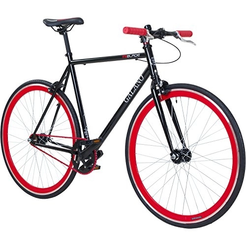 City : Galano 700C 28 Zoll Fixie Singlespeed Bike Blade 5 Farben zur Auswahl, Rahmengrösse:53 cm, Farbe:schwarz / rot