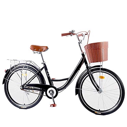 City : GOLDGOD Leicht 26 Zoll Single Speed Mädchen-Citybike Gemütlich Cruiser Bikes Mit Fahrradkorb Und Aluminiumrahmen Damenfahrrad, Doppelbremsen Vorne Und Hinten