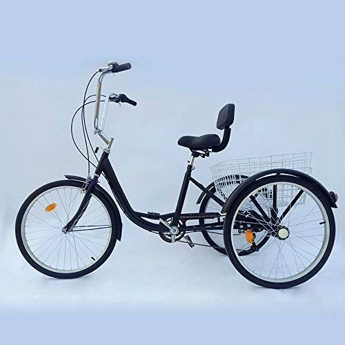 City : HaroldDol Dreirad fr Erwachsene 24" 6-Gang 3 Rder Fahrrad Aluminum Tricycle Cruiser Einkaufs Lastenfahrrad Senioren Fahrrad mit Korb