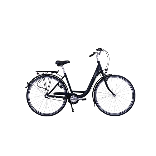 City : HAWK City Wave Premium Damen Fahrrad 26 Zoll Schwarz I Damenfahrrad mit Shimano Nexus 3-Gang Nabenschaltung, einem tiefen Einstieg & Ergogriffen