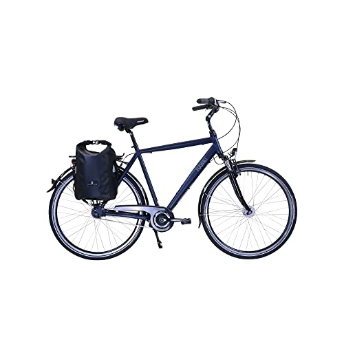 City : HAWK Citytrek Gent Deluxe Plus Fahrrad Herren inkl. Tasche I Leichtes Herren Fahrrad mit 7-Gang Shimano Nabenschaltung & LED Beleuchtung I Allrounder