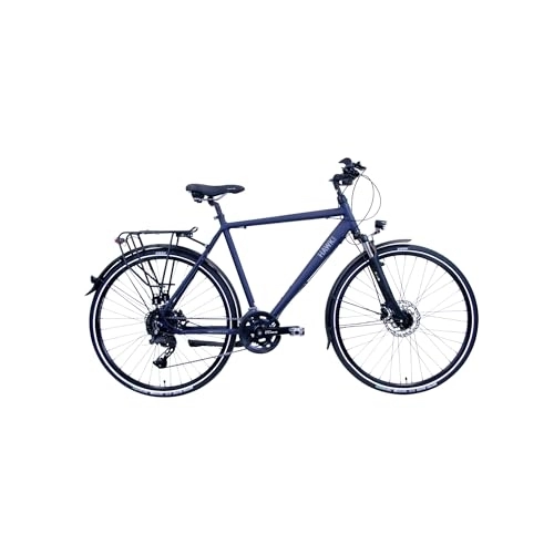 City : HAWK Trekking Gent Deluxe Fahrrad Herren 57cm Rahmenhöhe I Bike mit Shimano CUES Kettenschaltung & Beleuchtung I Allrounder I Ozeanblau