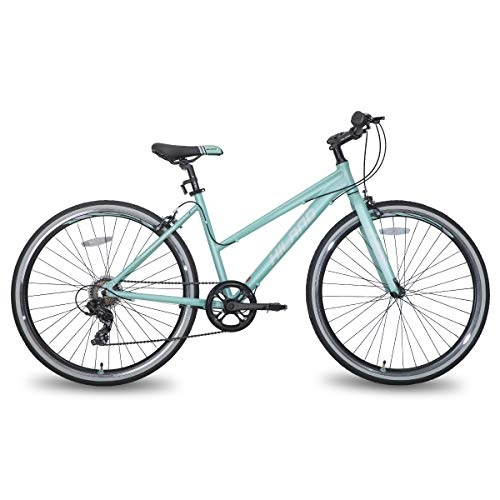 City : Hiland Hybrid Fahrrad Urban City Pendlerfahrrad für Frauen Komfortables Fahrrad 700C Räder mit 7 Geschwindigkeiten Minzgrün