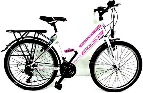 City : KRON 24 Zoll Mädchenfahrrad Damenfahrrad Kinderfahrrad RH ca 42cm City Bike Weiss Pink NEU